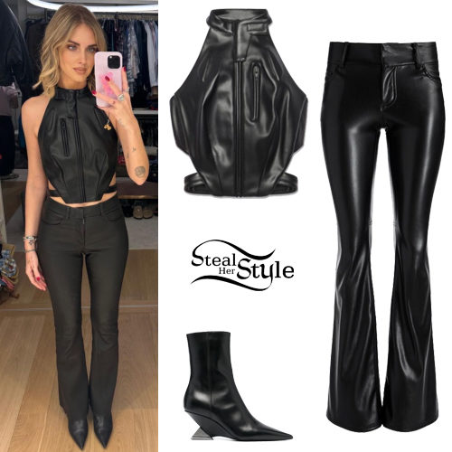 Chiara Ferragni: Leather Vest and Pants