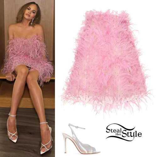 Chrissy Teigen: Pink Feather Dress,