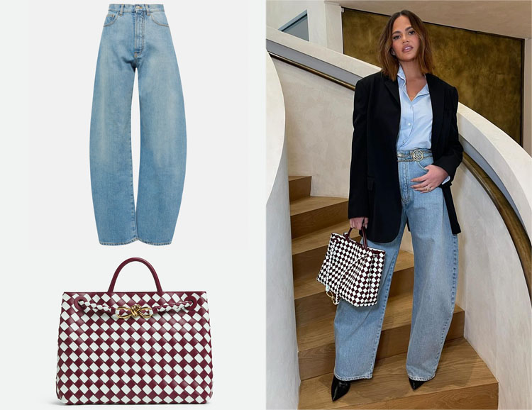Chrissy Teigen's Alaïa Jeans & Bottega Veneta Andiamo Bag