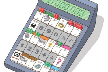 Illustration of a calculator with £1,000,000 showing on the screen