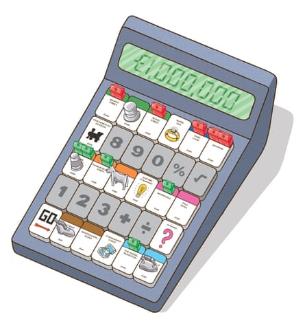 Illustration of a calculator with £1,000,000 showing on the screen