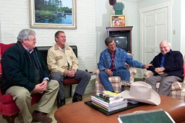 Then-presidential candidate George W. Bush meets with House Speaker Dennis Hastert, Senate Majority Leader Trent Lott and running mate Dick Cheney at Bush’s ranch in Crawford, Texas, in December 2000.