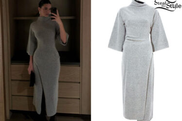 Kendall Jenner: Grey Wool Dress