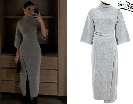 Kendall Jenner: Grey Wool Dress