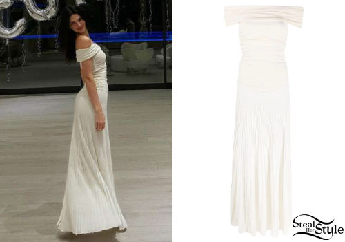 Kendall Jenner: White Pleated Dress - Fashnfly