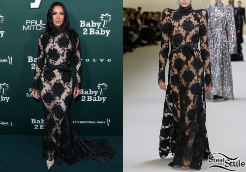 Kim Kardashian: Black Lace Dress - Fashnfly