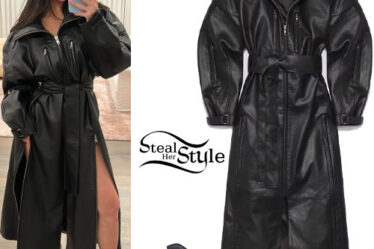 Kylie Jenner: Black Oversized Coat and Mules