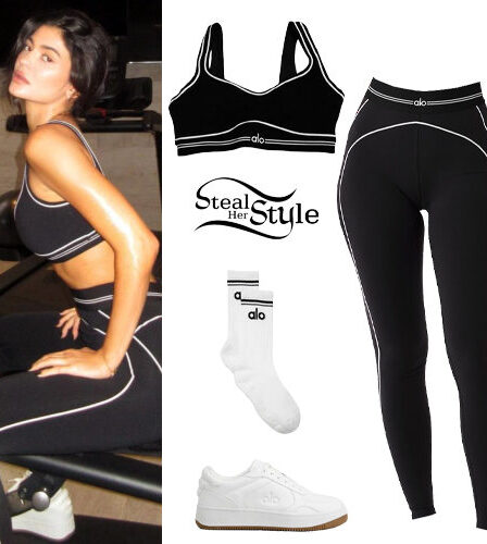 Kylie Jenner: Black Sport Bra and Legging