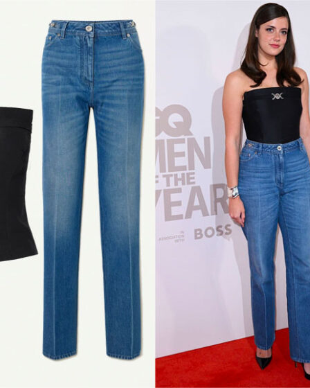 Meg Bellamy's Versace Bustier Top & Jeans