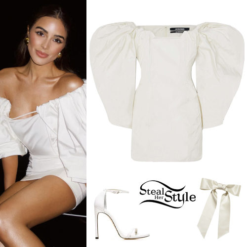 Olivia Culpo: White Mini Dress and Sandals