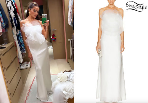 Olivia Culpo: White Silk Maxi Dress