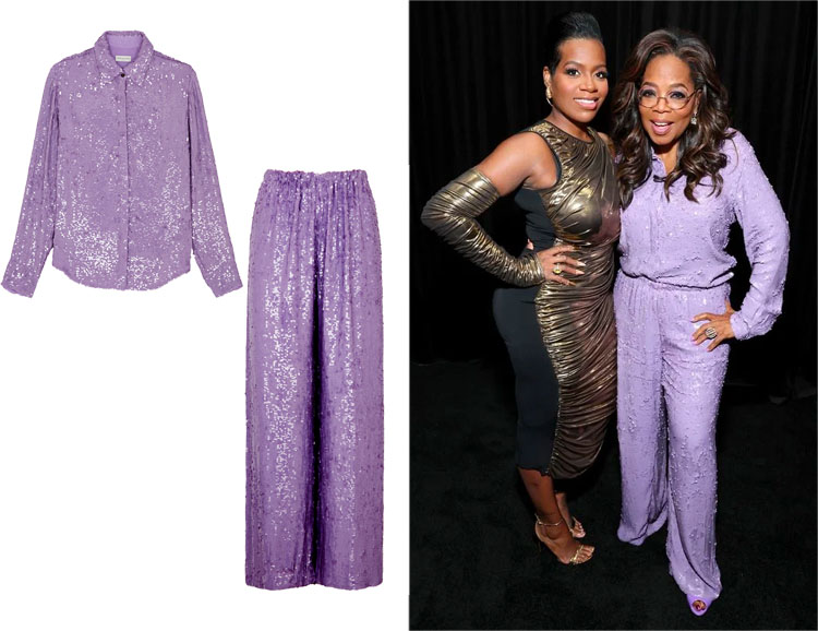 Oprah Winfrey's Dries van Noten Sequin-Embellished Shirt & Trousers