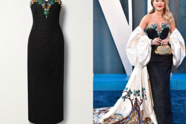 Rita Ora's Miss Sohee The Vanguard Crystal-Embellished Metallic Tweed Gown