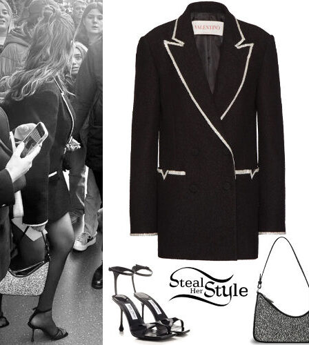 Selena Gomez: Embellished Blazer, Strappy Sandals