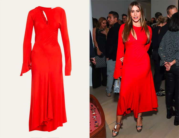 Sofia Vergara's Victoria Beckham Asymmetric Slash Jersey Dress