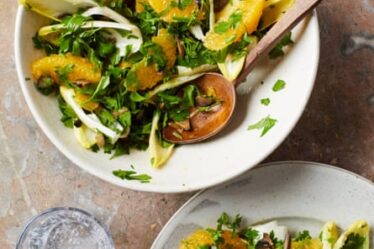 Thomasina Miers’ orange, black olive and chicory salad.