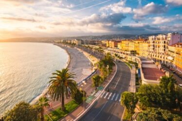 Autumn sun over the Baie des Anges in Nice.