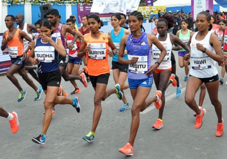 Female athletes at the Tata Steel Kolkata 25k 2018 run 2018