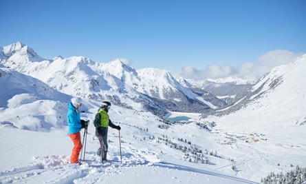 Austria, Tyrol, Kuehtai, two skiers in winter landscapeGettyImages-981631756