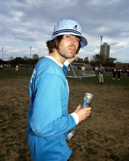 Football-adjacent … Liam Gallagher looking very 2023, in 1996.