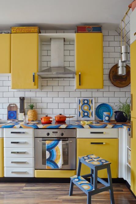‘The colours, the patterns, the quality of build… it’s always really appealed to me’: the yellow kitchen with colourful top.