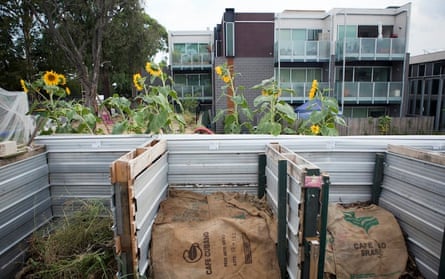 The compost heaps at Beth Knight’s cohousing community