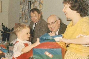 From left: Tim Dowling, his father, his maternal grandfather and his mother, pictured on Christmas Day, circa 1965.