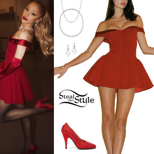 Ariana Grande: Red Mini Dress and Pumps