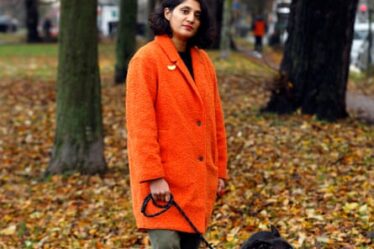 Chitra Ramaswamy in Leith with her dog Daphne.