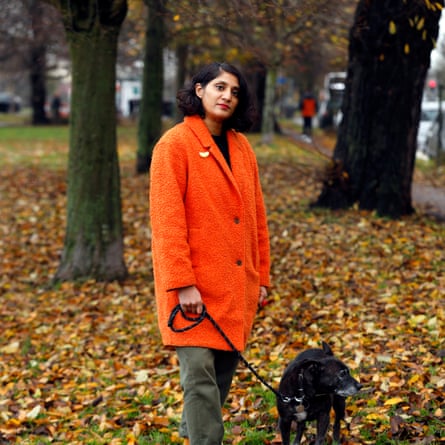 Chitra Ramaswamy in Leith with her dog Daphne.