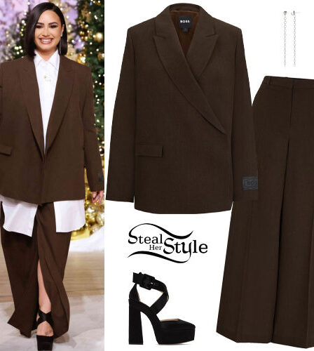 Demi Lovato: Brown Suit, Platform Shoes