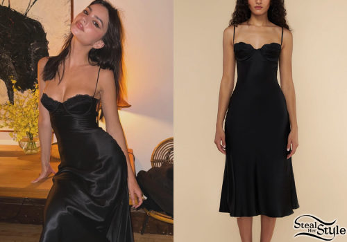 Emily Ratajkowski: Black Midi Dress