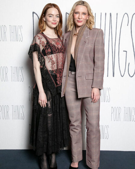 Mandatory Credit: Photo by James Gillham/Shutterstock (14259922i) Emma Stone and Cate Blanchett attend a Special Screening and Q&A of Searchlight Pictures, 'Poor Things' at the Curzon Mayfair, London on December 15, 2023. 'Poor Things' Special Screening and Q&A, London, UK - 15 Dec 2023