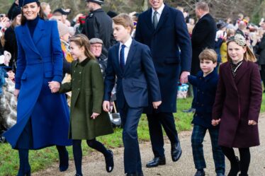 Kate William George and Louis opted for various shades of blue—while Princess Charlotte stood out in an olive green coat.