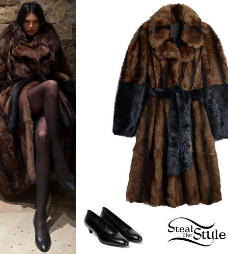 Kendall Jenner: Fur Coat, Black Pumps