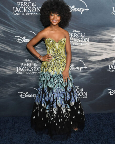 Leah Jeffries Wore Georges Hobeika To The 'Percy Jackson and The Olympians' New York Premiere