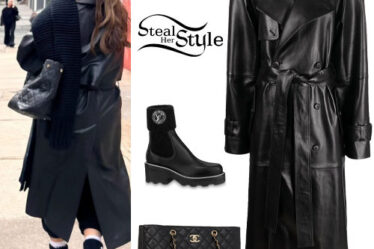 Selena Gomez: Black Leather Coat and Boots