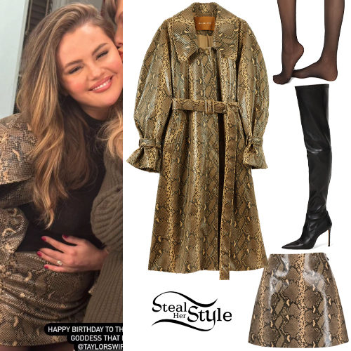 Selena Gomez: Snake-Print Jacket and Skirt