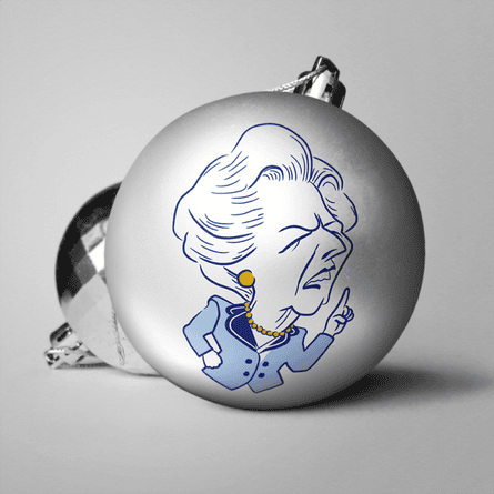 A Margaret Thatcher bauble from the Conservative party