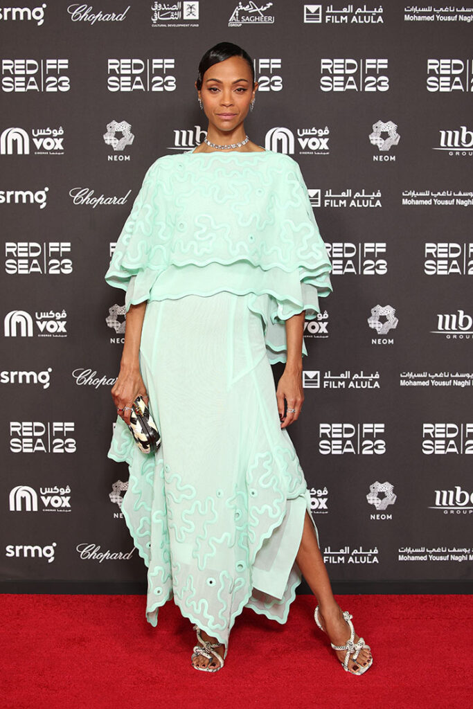 Zoe Saldana Wore Bottega Veneta To The ‘The Absence Of Eden’ Red Sea International Film Festival Screening