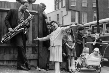 Brenda Lee rehearses for the ITV show Oh Boy! on the street in Islington, London, in 1959.