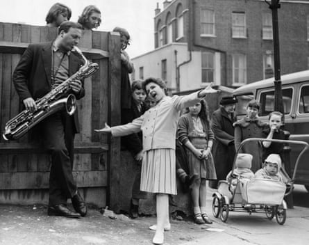 Brenda Lee rehearses for the ITV show Oh Boy! on the street in Islington, London, in 1959.