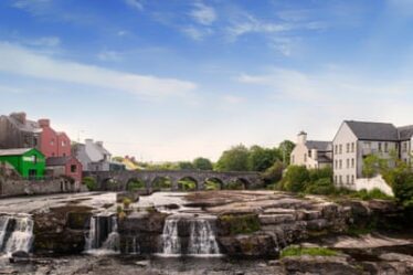 The Inagh river, with its small rapids known as the Cascades, running through Ennistymon.