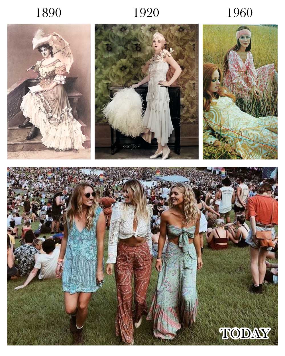 boho fashion evolution from 1890 to the present day