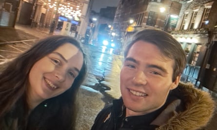 Eileen and Harry on their date in London on a rainy night.