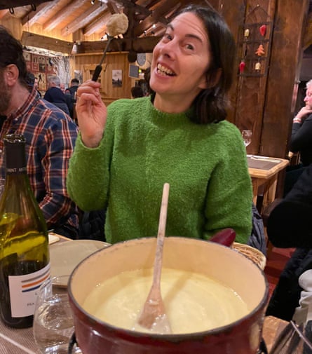 The author tucks into ‘calorific’ fondue in Flaine