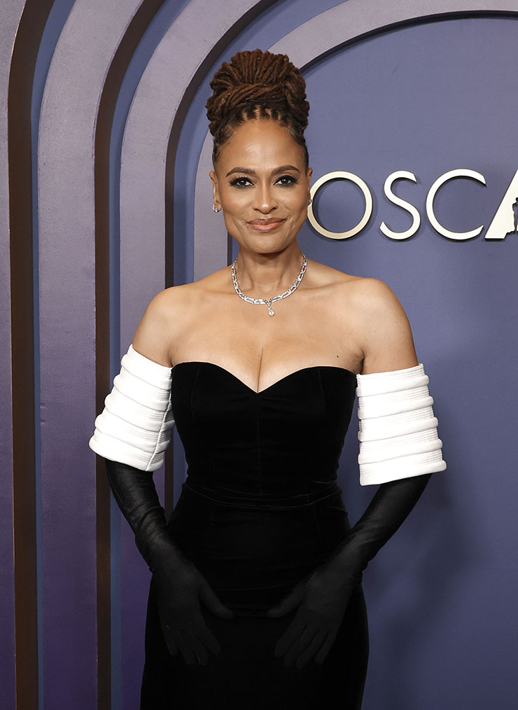 Ava DuVernay in Louis Vuitton black dress 2024 Governors Awards