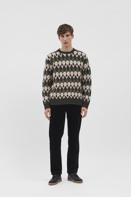 Model wearing Rune Merino Fair Isle Jacquard Sweater