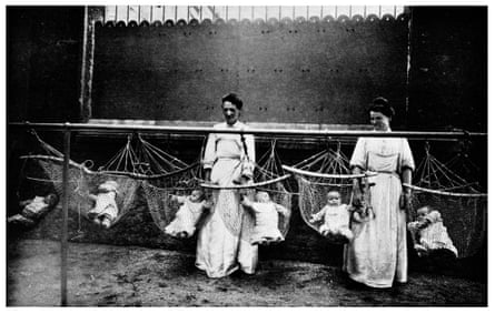 Babies in a government nursery at a French factory, 1918
