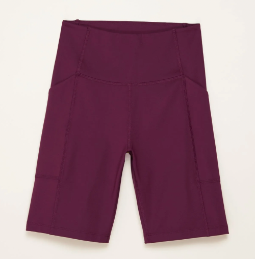 Purple high-rise bike shorts from Girlfriend Collective